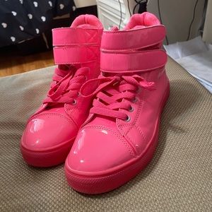 Neon Pink High Top Sneakers (8 Women’s)